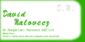 david malovecz business card